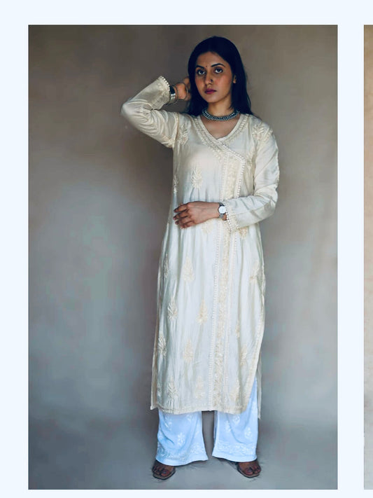 Chanderi Chikankari kurti