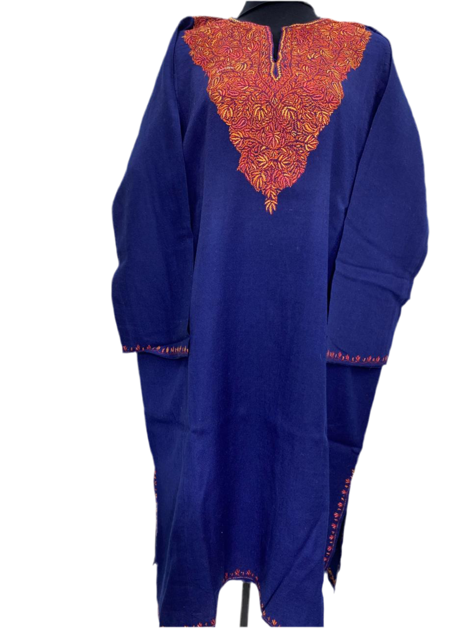 Blue  - sozni  Embroidery Kashmiri Pure Wool Pheran