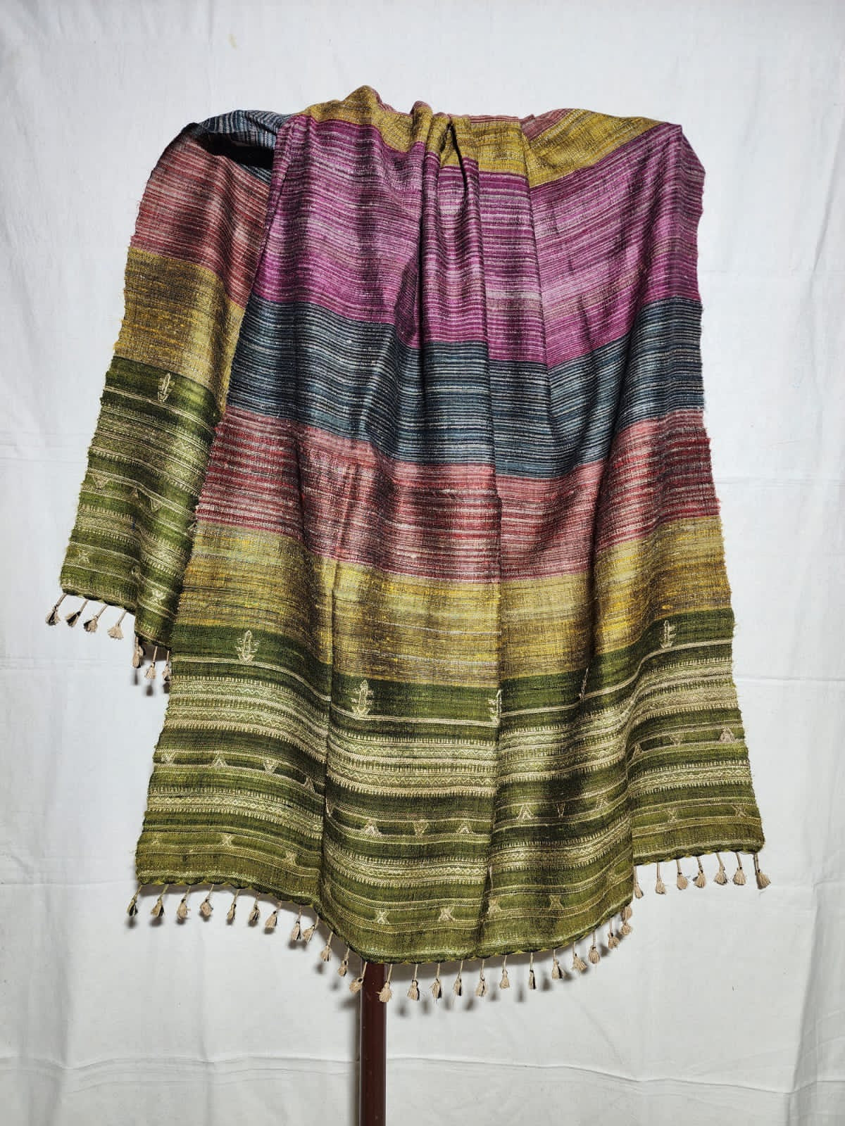 (Handwoven woollen shawl pure tussar and wool