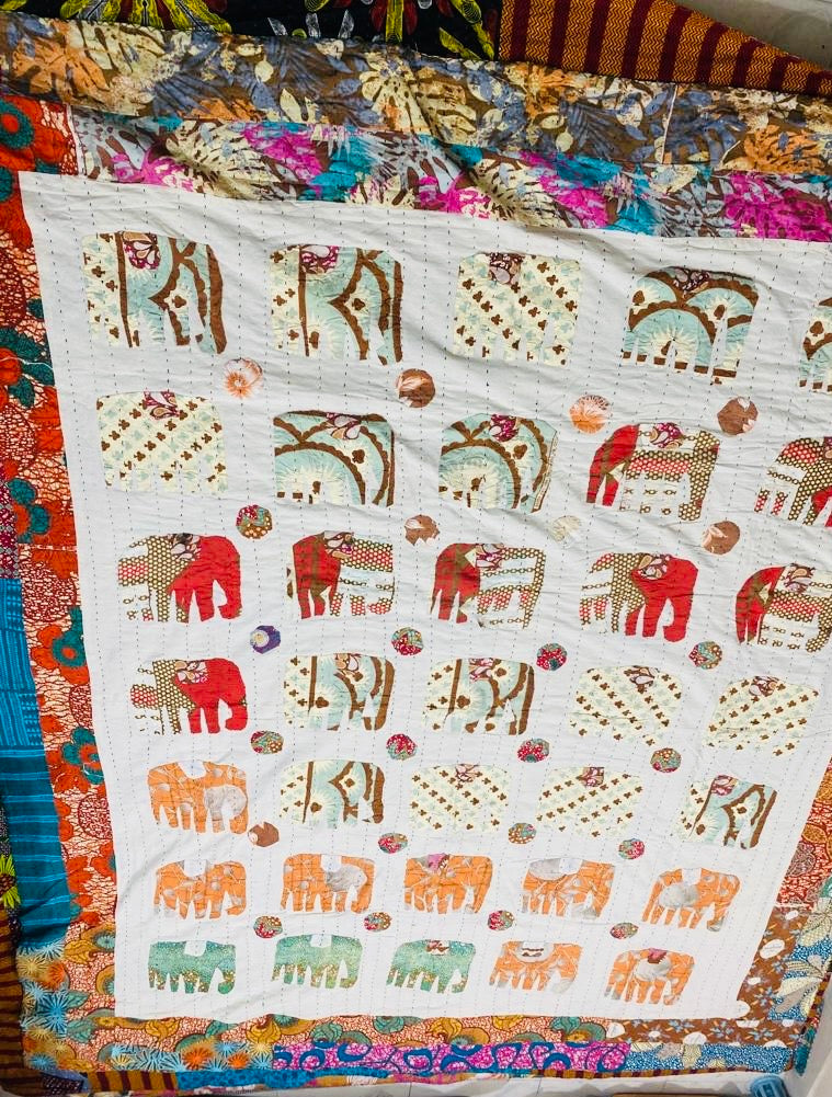 handloom cotton appliqué and kantha bedcovers