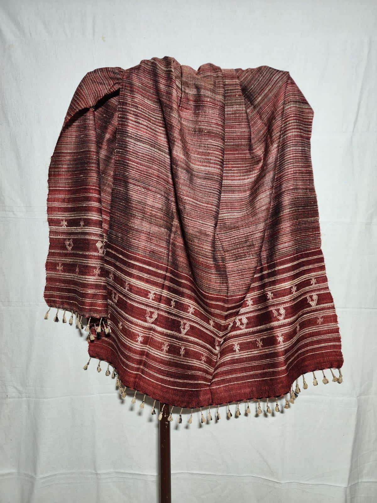 Handwoven woollen shawl pure tussar and wool