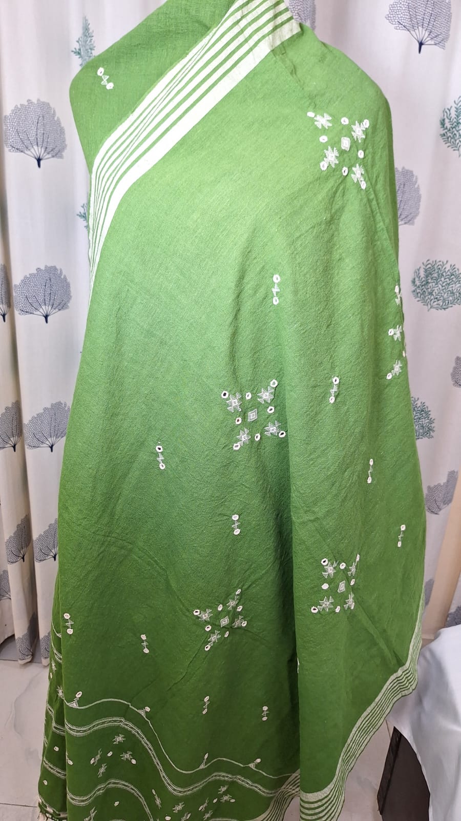 Chutney green - 3PC ORGANIC KALA COTTON PURE HANDLOOM FULL WORK  SUIT MATERIAL SET