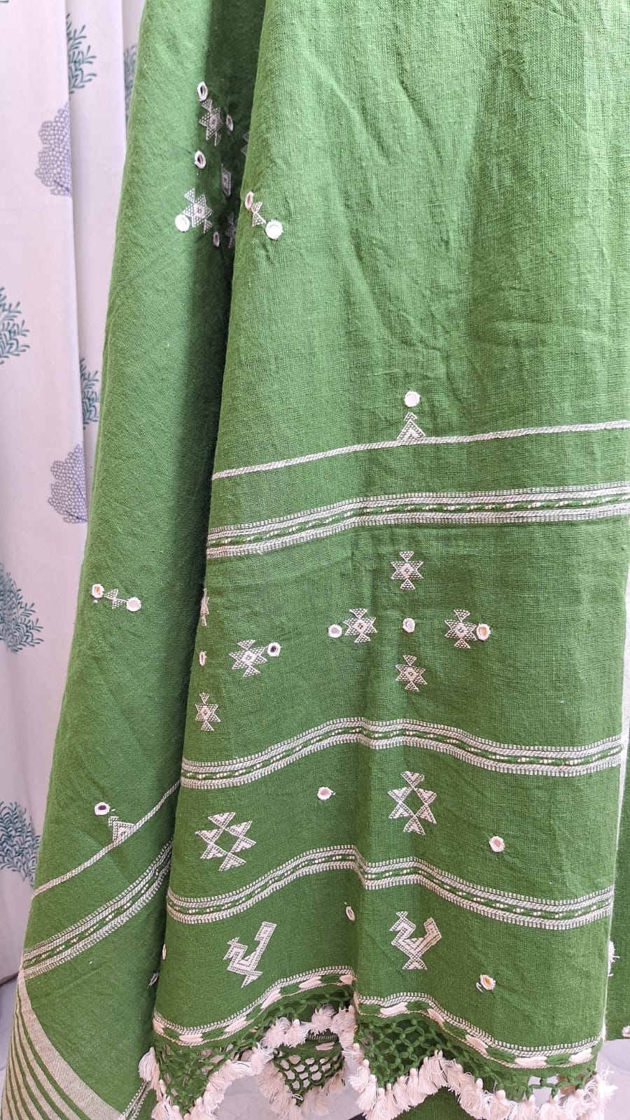 Chutney green - 3PC ORGANIC KALA COTTON PURE HANDLOOM FULL WORK  SUIT MATERIAL SET