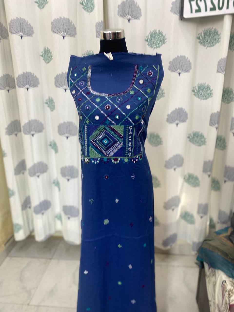 Elegant khadi by khadi Handcrafted lambani embroidered kurti fabric