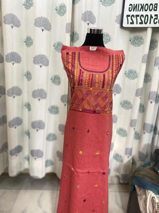 Elegant khadi by khadi Handcrafted lambani embroidered kurti fabric