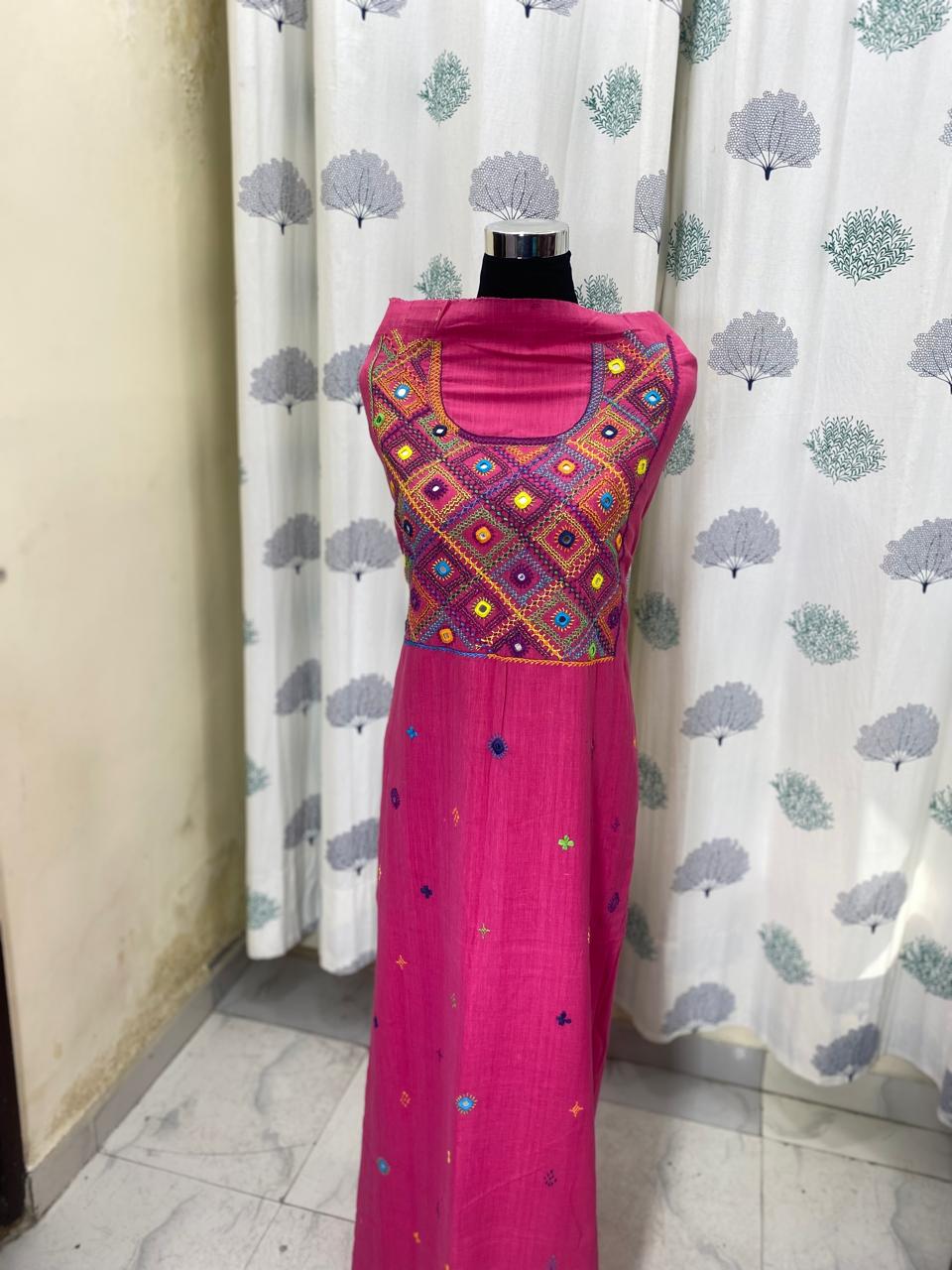 Elegant khadi by khadi Handcrafted lambani embroidered kurti fabric