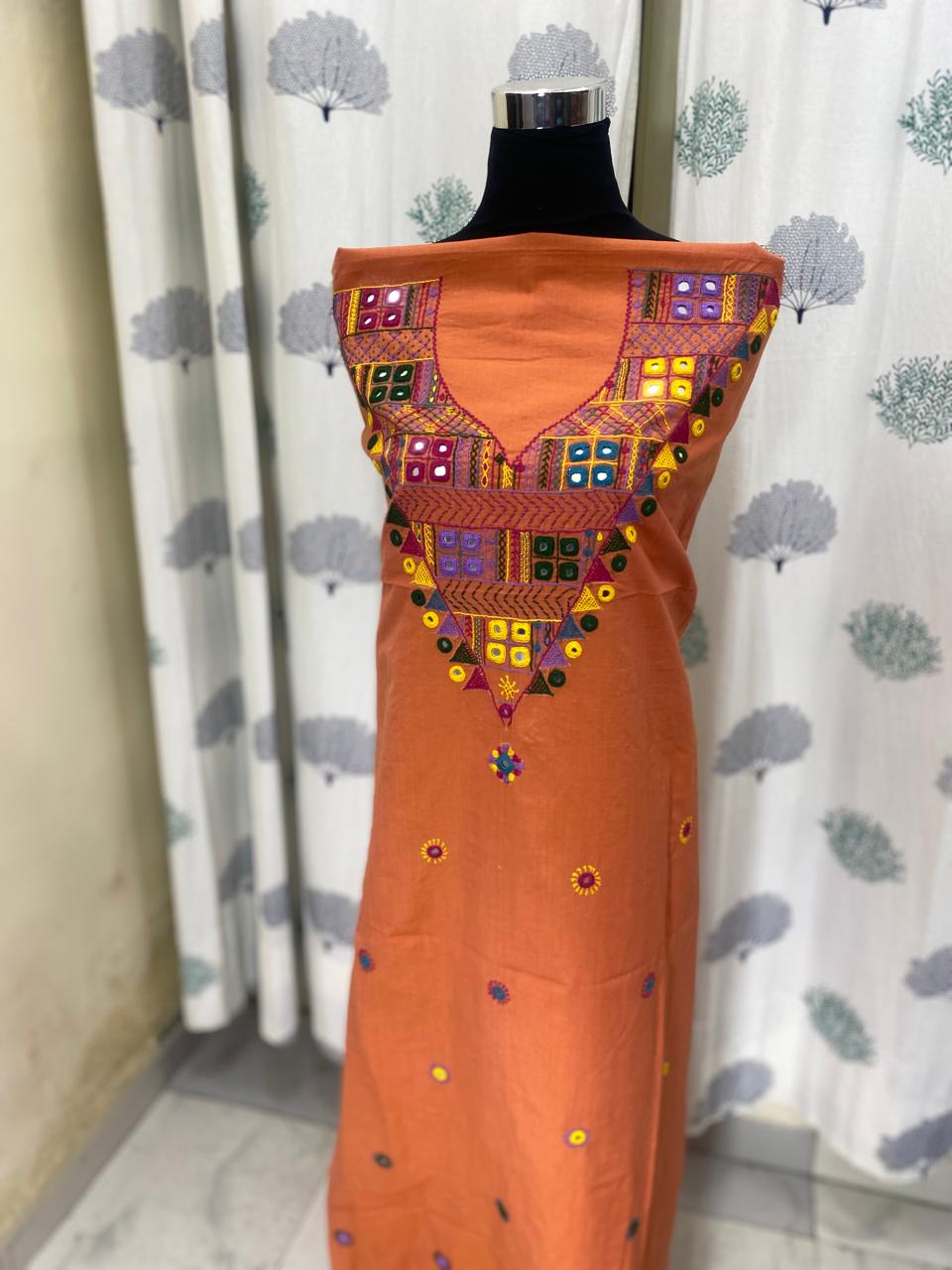 Elegant mangalgiri cotton Handcrafted lambani embroidered kurti fabric