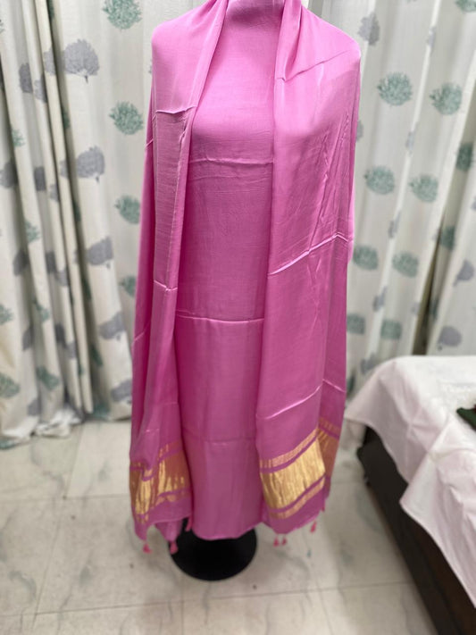 Bubblegum pink Plain modal silk suit sets