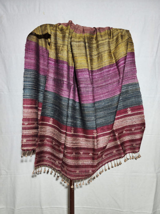 Handwoven woollen shawl pure tussar and wool