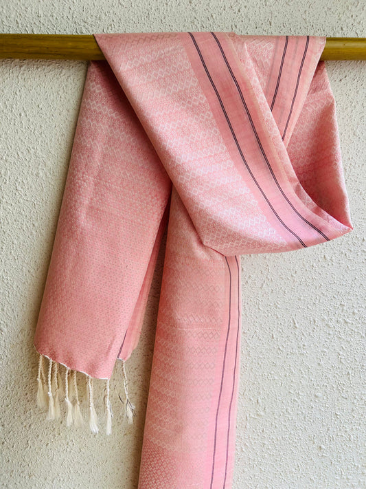 baby Pink : Silk Cotton Khun Stole