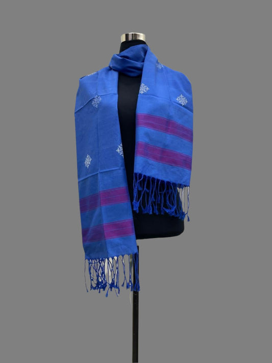 Blue Ilkal Cotton Silk w. Kasuti Stole