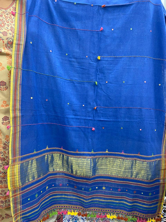 Blue - Bhujodi Handloom Organic Kala Cotton Dupatta 5