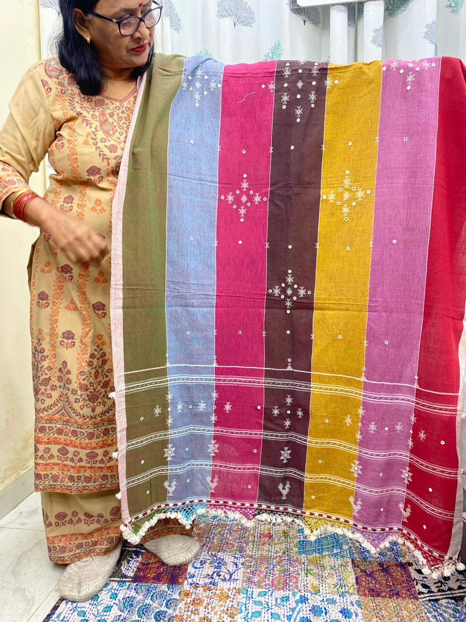 Rainbow - Bhujodi Handloom Organic Kala Cotton Dupatta 2