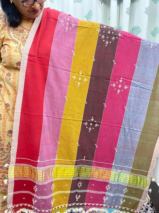 Rainbow - Bhujodi Handloom Organic Kala Cotton Dupatta 2