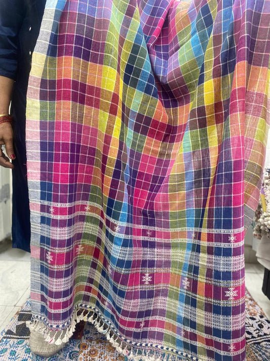 Rainbow - Bhujodi Handloom Organic Kala Cotton Dupatta 1