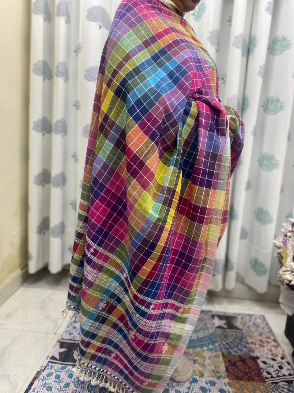 Rainbow - Bhujodi Handloom Organic Kala Cotton Dupatta 1