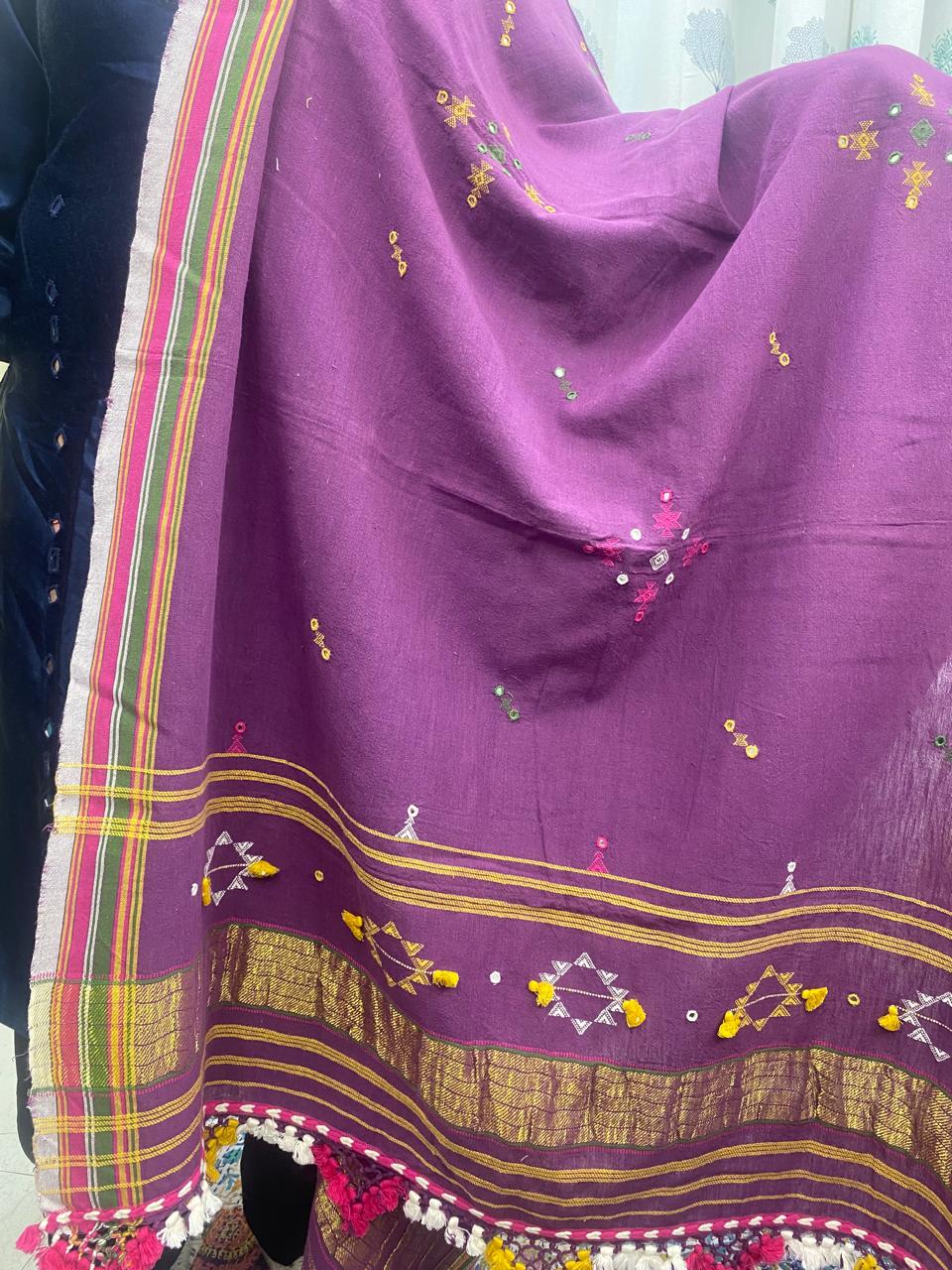 Wine - Bhujodi Handloom Organic Kala Cotton Dupatta 4