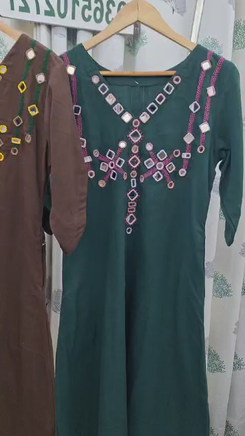 Teal green - Handmade Kala cotton kurtas