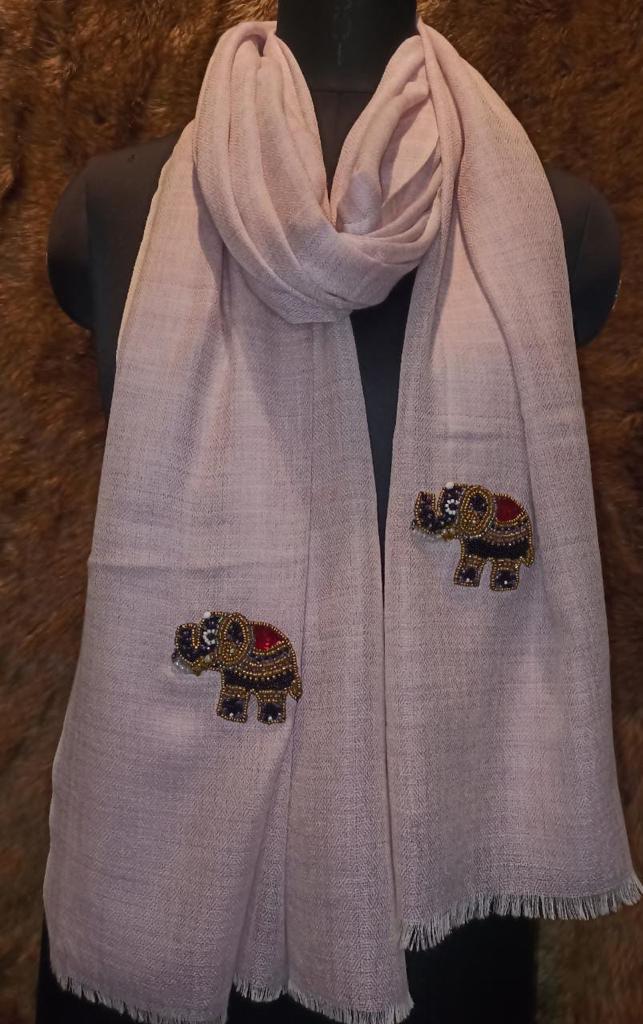 Ivory kashmiri pashmina stole