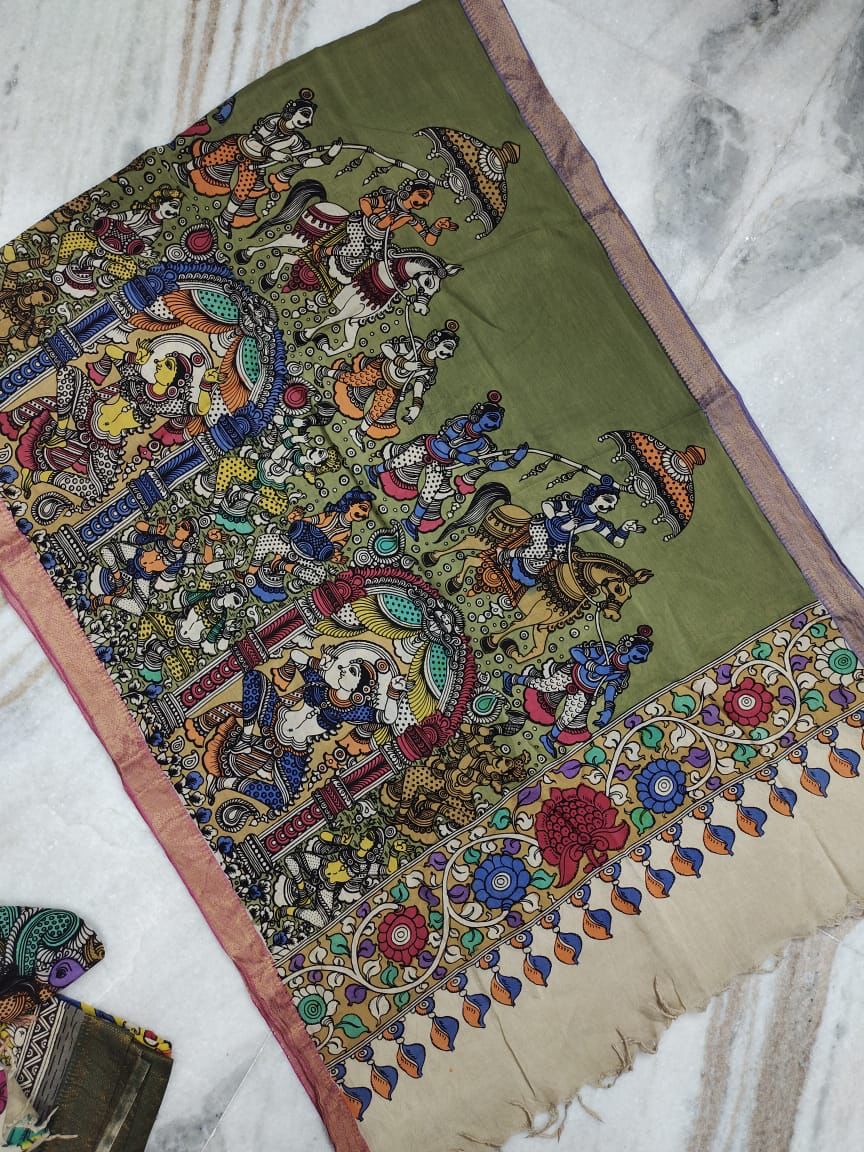 Kalamkari hand drawn dupatta