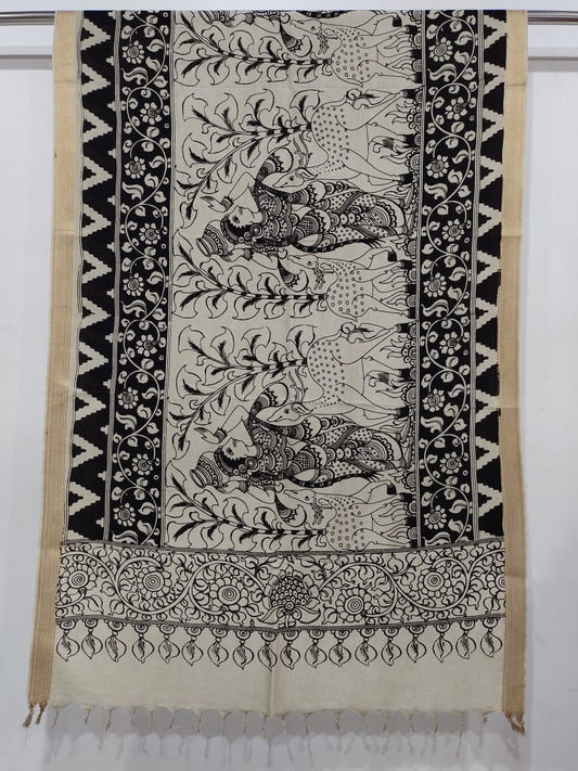 Kalamkari hand drawn dupatta